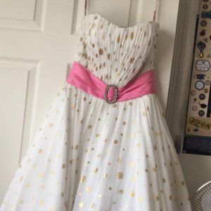 White and Gold homecoming dress